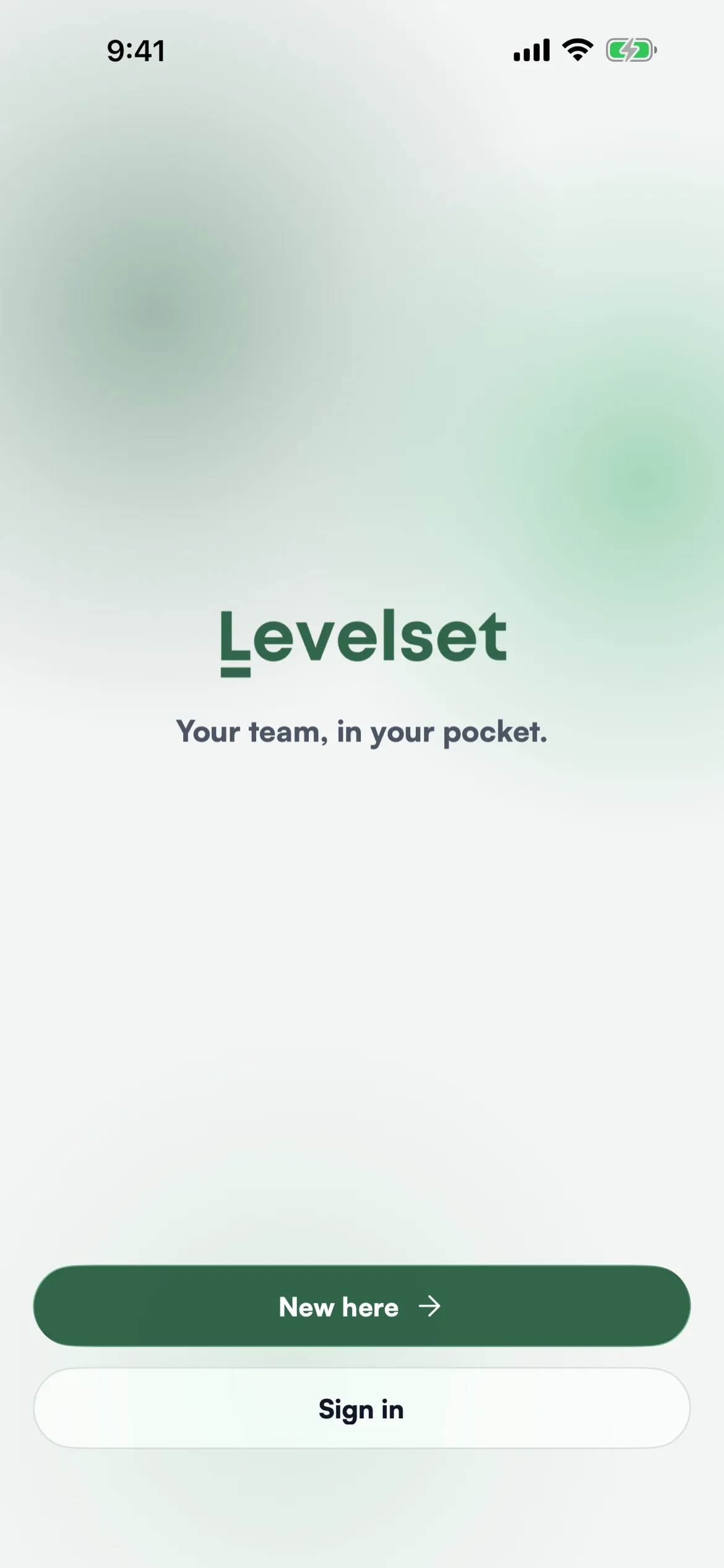 The landing screen